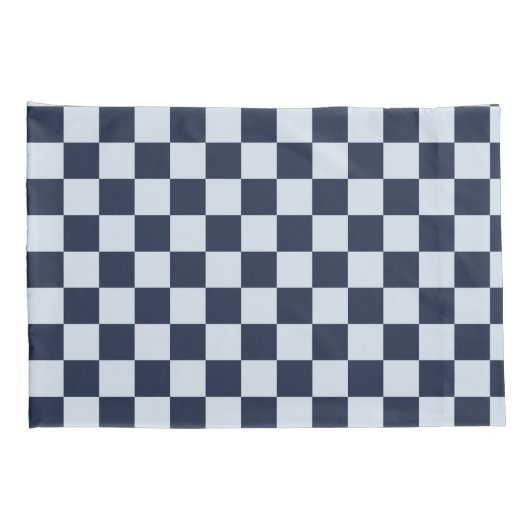 Denim rinse checkerboard pattern kussensloop (Achterkant-Rechts)