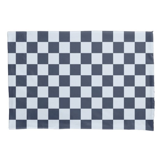 Denim rinse checkerboard pattern kussensloop (Voorkant-Links)