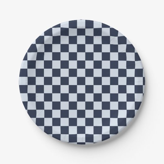 Denim rinse checkerboard pattern papieren bordje (Voorkant)