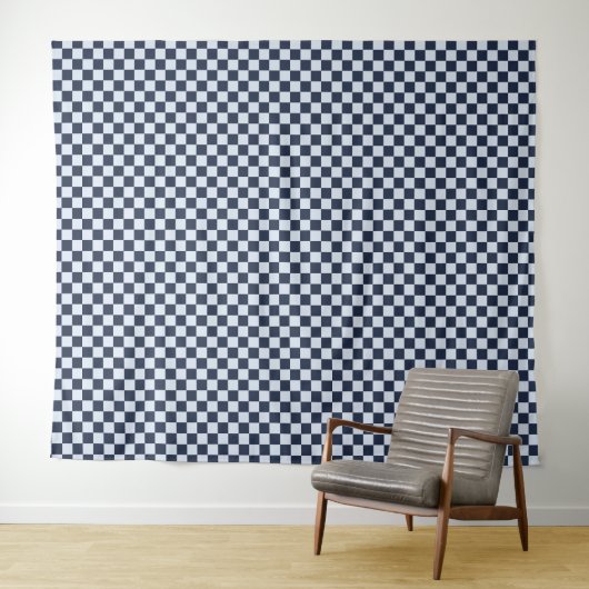 Denim rinse checkerboard pattern wandkleed (In Situ (horizontaal))