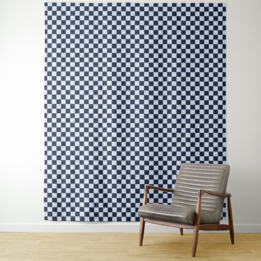 Denim rinse checkerboard pattern wandkleed (In situ)