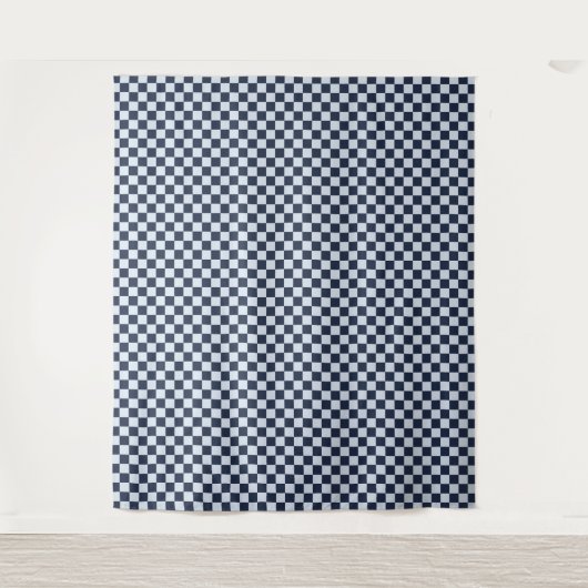 Denim rinse checkerboard pattern wandkleed (Voorkant)