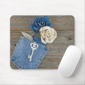 Denim-Rozen in Jean Pocket Muismat (Met muis)