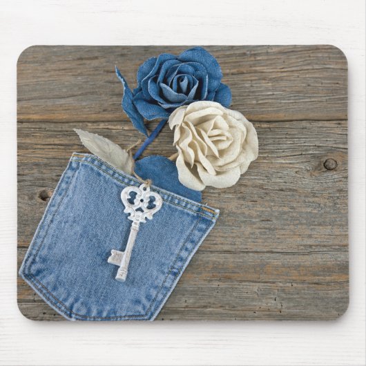 Denim-Rozen in Jean Pocket Muismat (Voorkant)