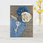 Denim Rozen in Pocket Kaart (Gele Bloem)