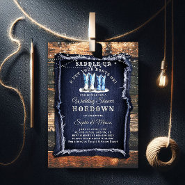 Denim Rustic Lights Cowboy Wedding Vrijgezellenfee Kaart