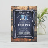 Denim Rustic Lights Cowboy Wedding Vrijgezellenfee Kaart (Staand voorkant)
