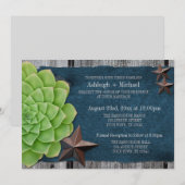 Denim & Rustieke Sterren Land Westerne Bruiloft Kaart (Voorkant / Achterkant)