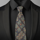 Denim Sage Koper Abstract Patroon Stropdas