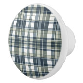 Denim Sage White Plaid Keramische Knop (Rechts)