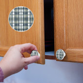 Denim Sage White Plaid Keramische Knop