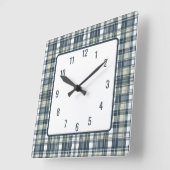 Denim Sage Witte Plaid Vierkante Klok (Hoek)