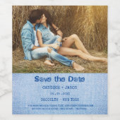 Denim Save the Date Trendy Betrokken Romantisch Pa Wijn Etiket (Enkel label)