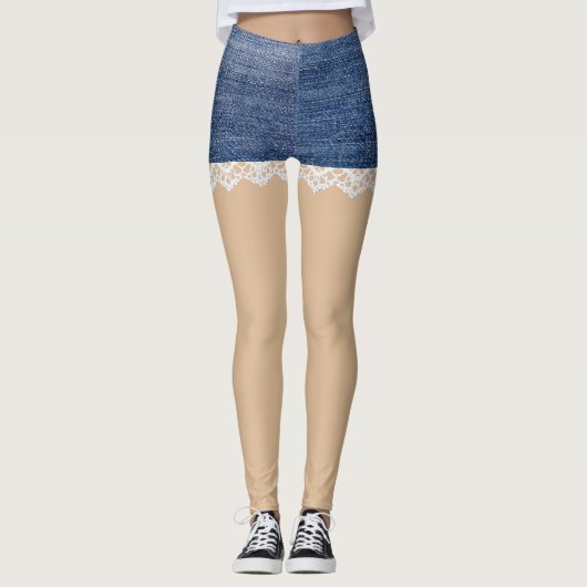 Denim Shorts Leggings Lace (Voorkant)