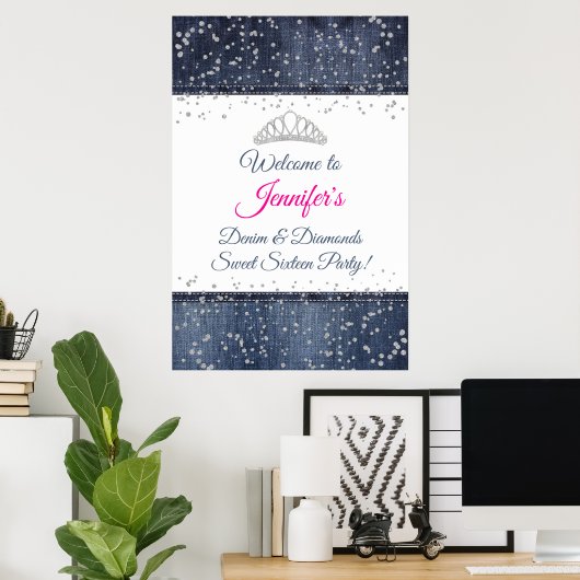 Denim, Silver Confetti, Diamond Tiara Welkomstteke Poster (Thuiskantoor)