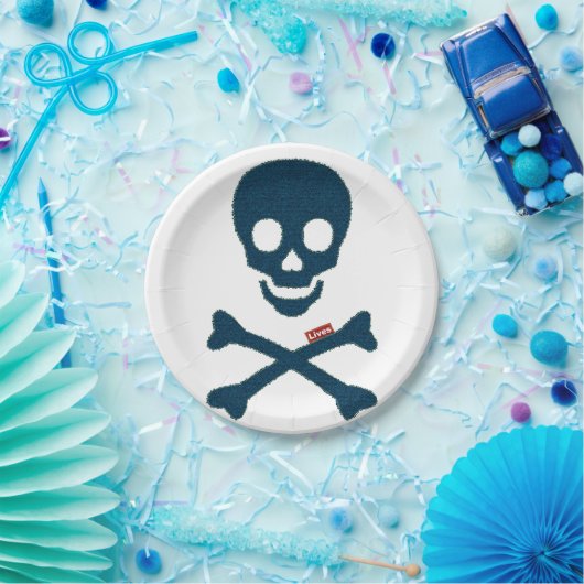 Denim Skull Papieren Bordje (Feest)