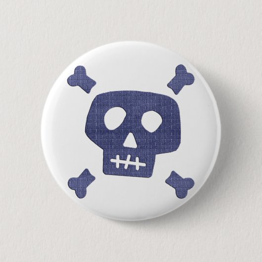 Denim Skull Ronde Button 5,7 Cm (Voorkant)