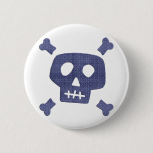 Denim Skull Ronde Button 5,7 Cm