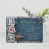 Denim, Stars en Blocks Country Boy Baby shower Kaart (Staand voorkant)