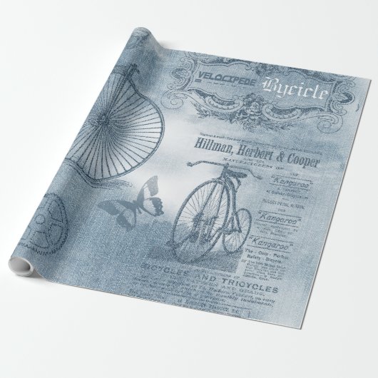 Denim Steampunk Cadeaupapier (Uitgerold)