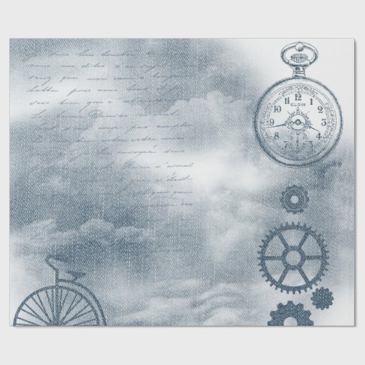 Denim Steampunk Cadeaupapier (Vlak)
