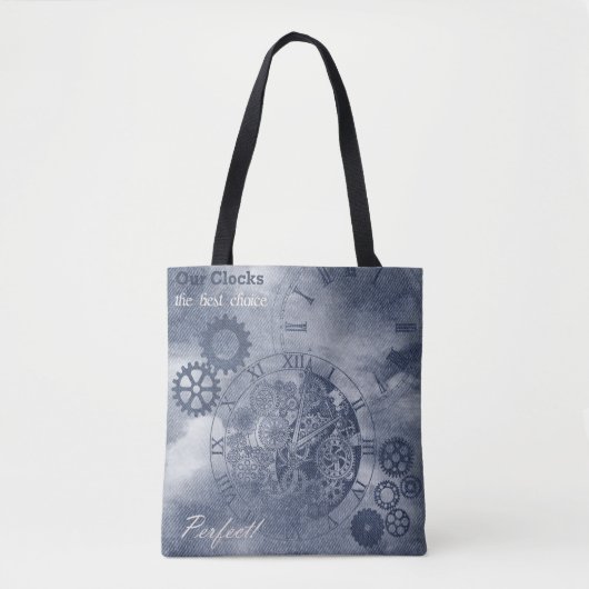 Denim Steampunk Tote Bag (Voorkant)