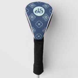 Denim Stijl Blauw en Mint Bloem Tegels Patroon Golfheadcover