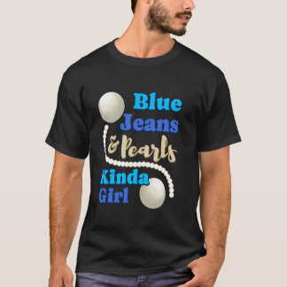 Denim Stof Blauwe Broek Parels Skinny Jeans Liefhe T-shirt