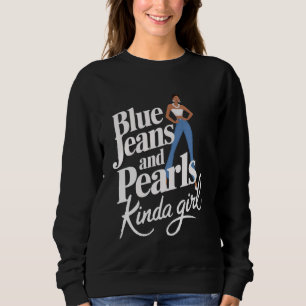 Denim Stof Blauwe Broek Parels Skinny Jeans Liefhe Trui