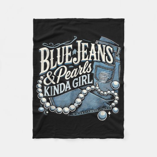 Denim Stof Blauwe Jeans Parels Skinny Jeans Lover Fleece Deken (Voorkant)