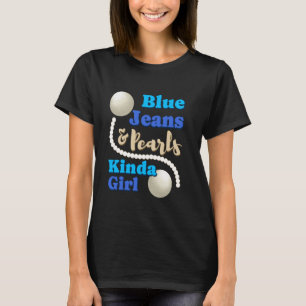 Denim Stof Blauwe Jeans Parels Skinny Jeans Lover T-shirt