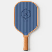 Denim Strepen Monogram Oprichtingsjaar Preppy Pickleball Paddle (Achterkant)