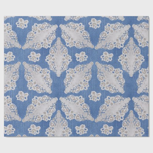 Denim-structuur met kant-en-klaar herhaal patroon cadeaupapier (Vlak)