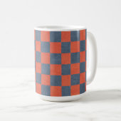 Denim Style Red en Blue Square Art Cup Mok (Voorkant rechts)