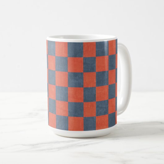 Denim Style Red en Blue Square Art Cup Mok (Voorkant rechts)
