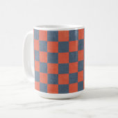 Denim Style Red en Blue Square Art Cup Mok (Voorkant links)