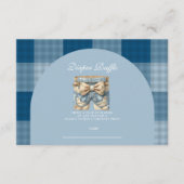 Denim Teddy Bear Baby shower Diapper Raffle Informatiekaartje (Voorkant)