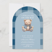 Denim Teddy Bear-Baby shower Kaart (Voorkant)
