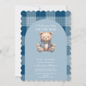 Denim Teddy Bear-Baby shower Kaart (Voorkant)