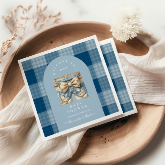 Denim Teddy Bear-Baby shower Servet