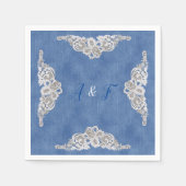 Denim Texture and crème Lace Servet (Voorkant)