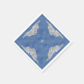Denim Texture and crème Lace Servet (Hoek)