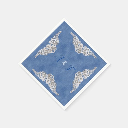 Denim Texture and crème Lace Servet (Hoek)