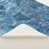 Denim texture.Blauwe jeans met threads en gaten vo Sherpa Deken (3/4)