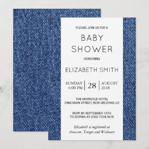 Denim Texture, Blue Denim, Baby shower Kaart