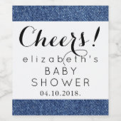 Denim Texture, Blue Denim, Baby shower Wijn Etiket (Enkel label)