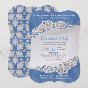 Denim Textured en flower Lace Kaart