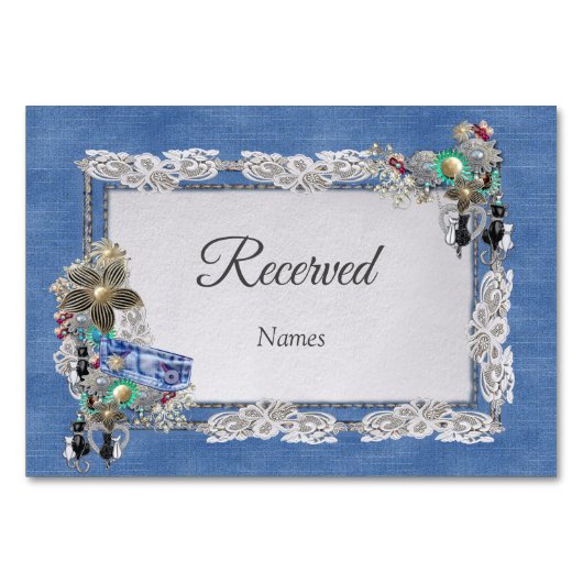 Denim Textured Lace en Costume Jewelry Kaart (Voorkant)