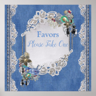 Denim Textured Lace en Costume Jewelry Poster