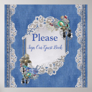 Denim Textured Lace en Costume Jewelry Poster